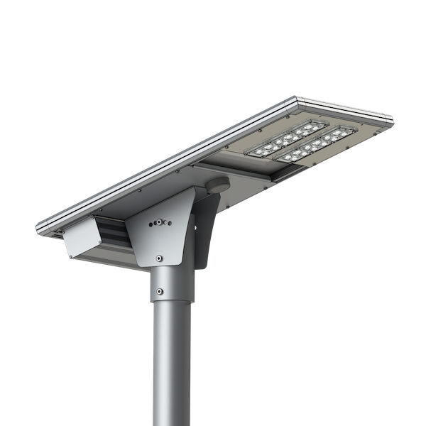 MX-20 all-in-one güneş enerjili bahçe armatürü — entegre panel ve çift LED modül